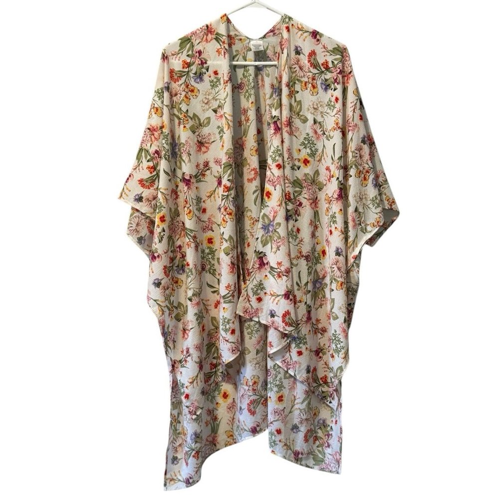 Womens One Size Floral Kimono Open‎ Front Cardigan Boho Flowy Recycled Material